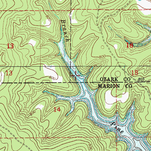 Topographic Map of Pine Hollow, AR