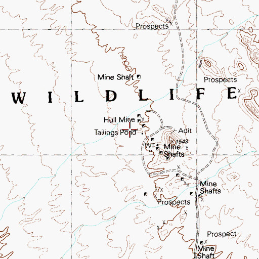 Topographic Map of Hull Mine, AZ