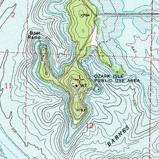 Topographic Map of Ozark Isle Public Use Area, AR