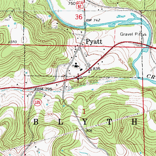 Topographic Map of Pyatt Baptist Church, AR