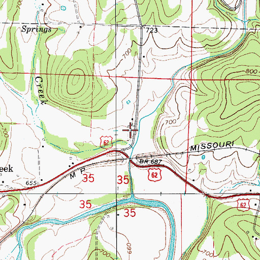 Topographic Map of Georges Creek Cemetery, AR