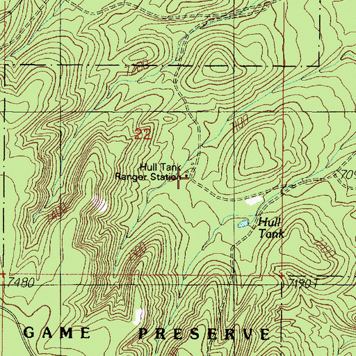 Topographic Map of Hull Tank Ranger Station, AZ
