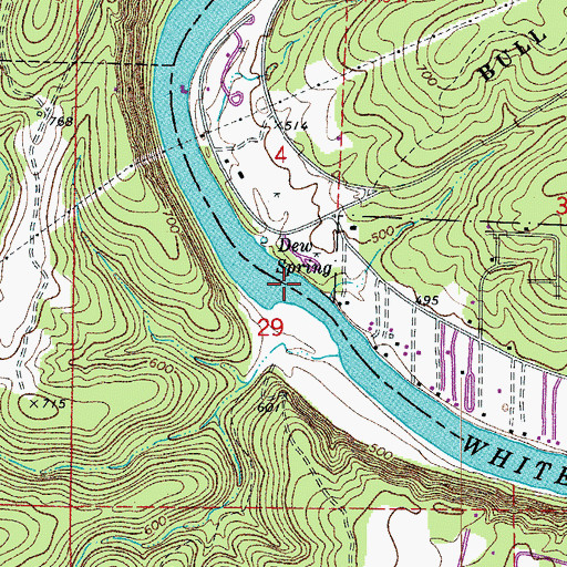 Topographic Map of Dews Ford, AR