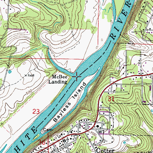 Topographic Map of McBees Ferry (historical), AR