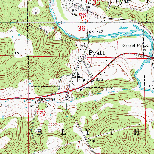 Topographic Map of Pyatt School (historical), AR
