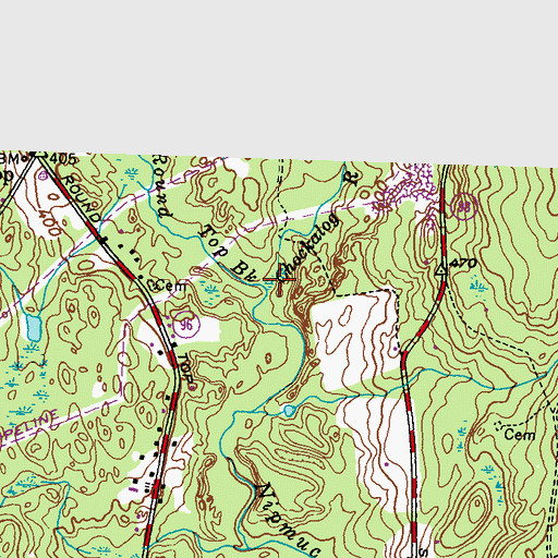 Topographic Map of Chockalog River, MA