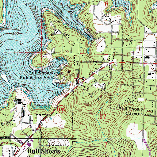 Topographic Map of Bull Shoals Shopping Center, AR