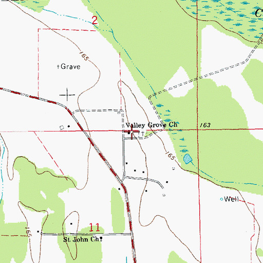 Topographic Map of Valley Grove School (historical), AR