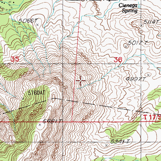 Topographic Map of Hummingbird Spring, AZ