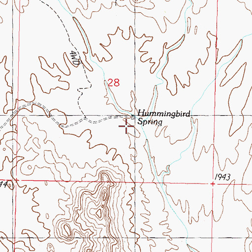 Topographic Map of Hummingbird Spring, AZ