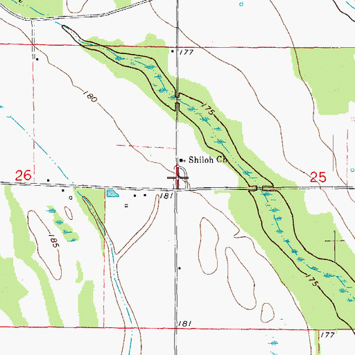Topographic Map of Shiloh Cemetery, AR