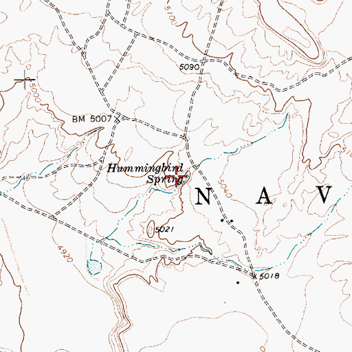 Topographic Map of Hummingbird Spring, AZ