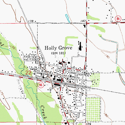 Topographic Map of Holly Grove High School, AR