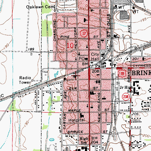 Topographic Map of First United Methodist Church, AR