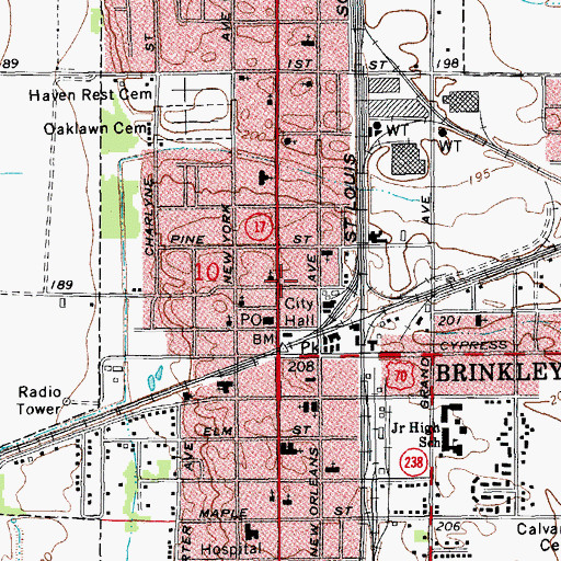 Topographic Map of Folsom Memorial Library, AR