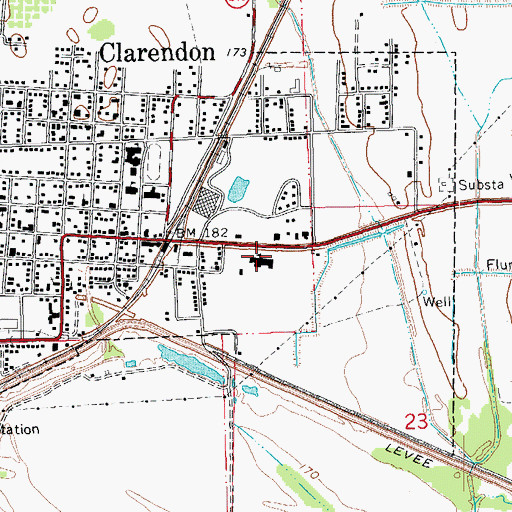 Topographic Map of Clarendon Elementary School, AR