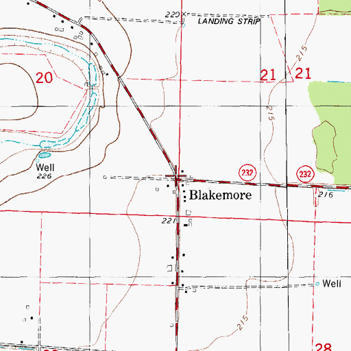 Topographic Map of Blakemore, AR