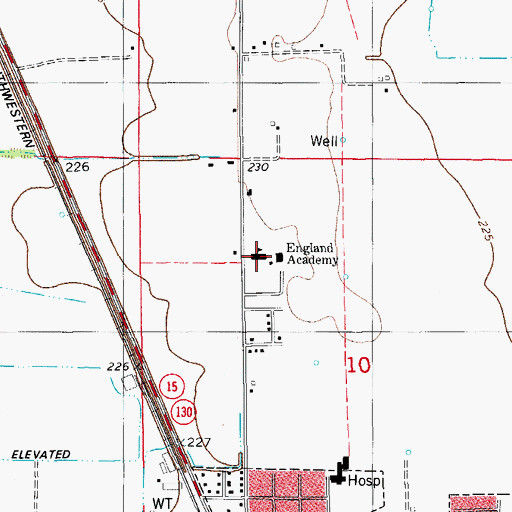 Topographic Map of England Academy, AR
