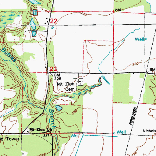 Topographic Map of Mount Zion Church (historical), AR