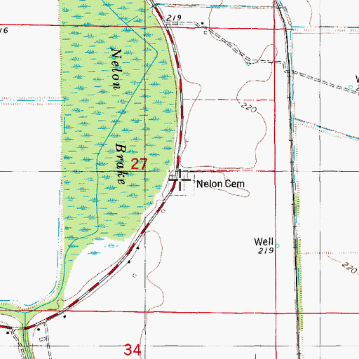 Topographic Map of Nelon Cemetery, AR