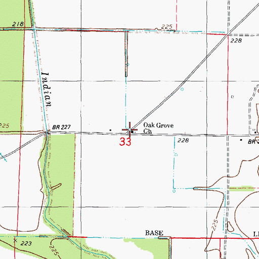 Topographic Map of Oak Grove Church, AR