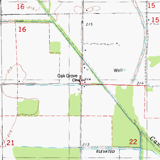 Topographic Map of Oak Grove Church, AR