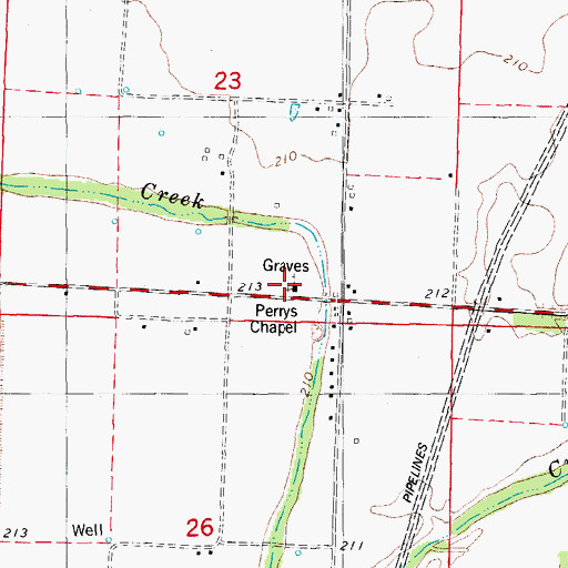 Topographic Map of Perrys Chapel, AR