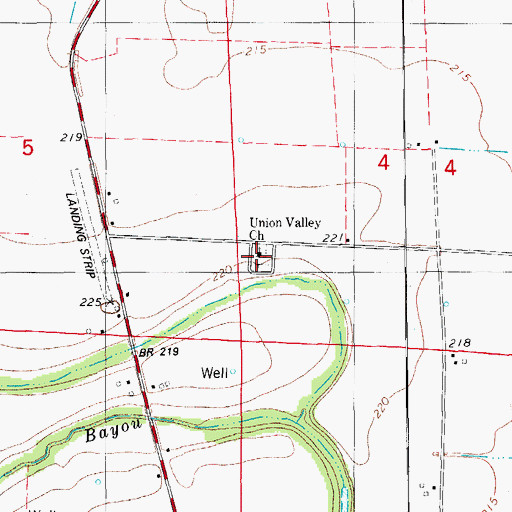 Topographic Map of Union Valley Church, AR