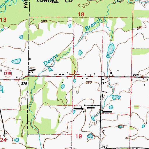 Topographic Map of Lees Store (historical), AR
