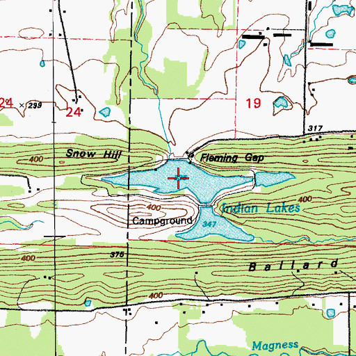 Topographic Map of Indian Head Lake, AR