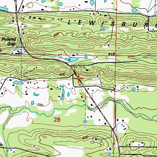 Topographic Map of De Boer, AR