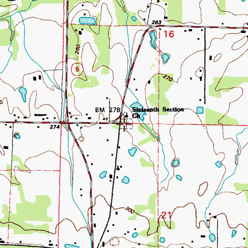 Topographic Map of Sixteenth Section Cemetery, AR