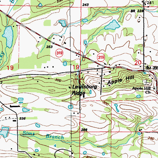 Topographic Map of Country Road Estates, AR