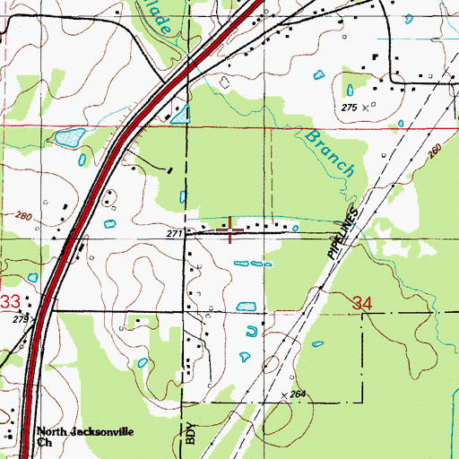Topographic Map of TKO Subdivision, AR