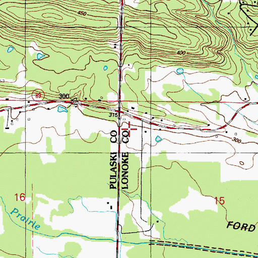 Topographic Map of Evans Estates, AR