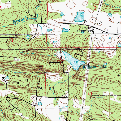 Topographic Map of Willow Lake Subdivision, AR