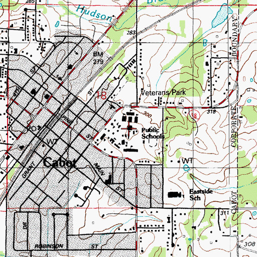 Topographic Map of Cabot High School, AR
