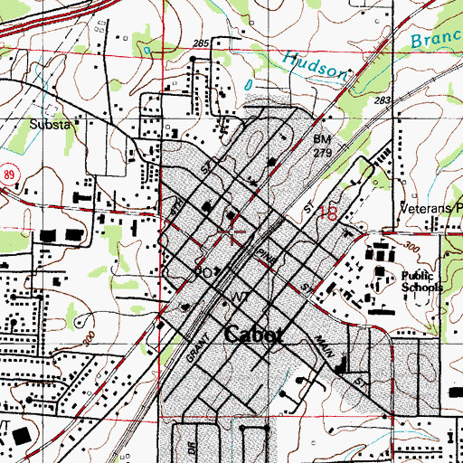 Topographic Map of Cabot Fire Department Central Station, AR