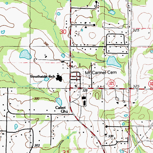 Topographic Map of Mount Carmel Cemetery, AR