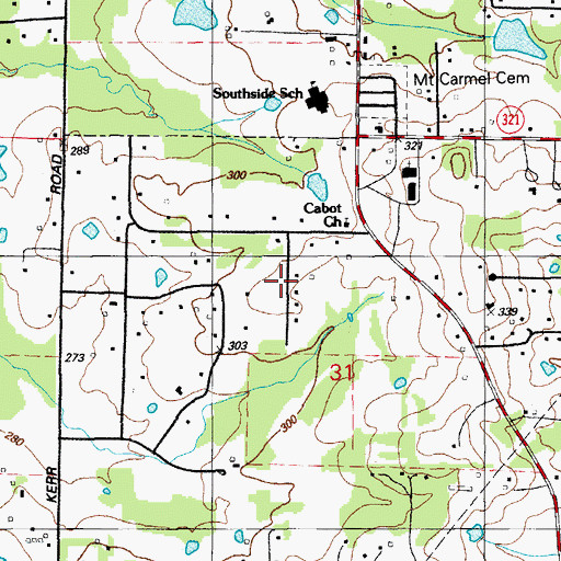 Topographic Map of Country Lane, AR