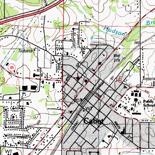 Topographic Map of First Baptist Church, AR