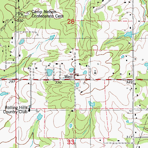 Topographic Map of Whisperwood, AR