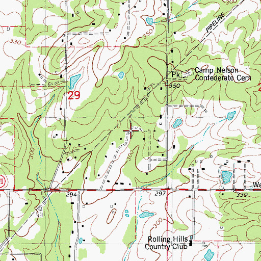 Topographic Map of Evergreen Place, AR