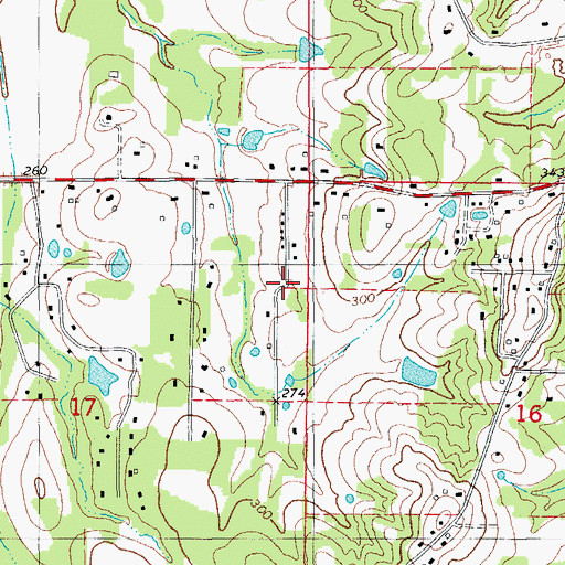 Topographic Map of Woodiel Acres, AR
