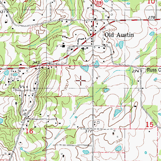 Topographic Map of Shady Grove Estates, AR