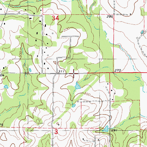 Topographic Map of Cinnamon Acres, AR