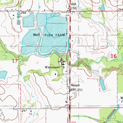 Topographic Map of Wattensaw Cemetery, AR