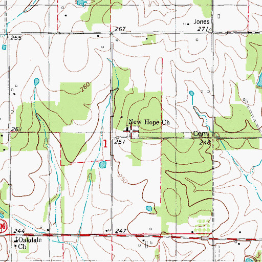 Topographic Map of New Hope Cemetery, AR