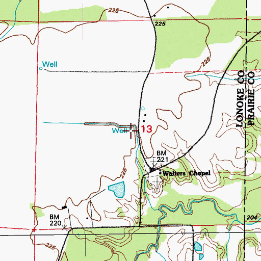 Topographic Map of Murdocks Mill (historical), AR