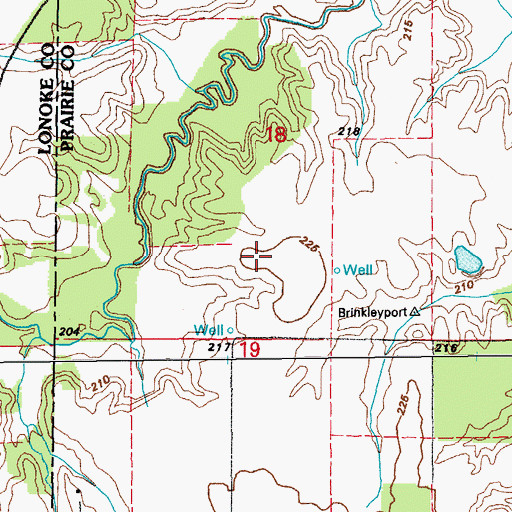 Topographic Map of Walters Chapel Cemetery, AR
